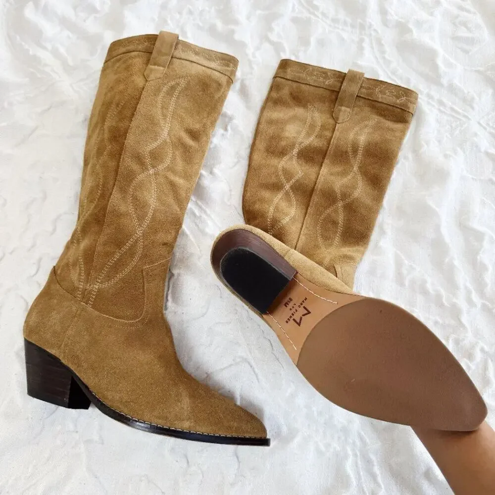 Marc Fisher Natural Edania Cowboy Boots Size 9.5 New
